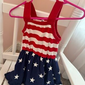 Girls Red, White & Blue Star-Stripes Tank Dress
